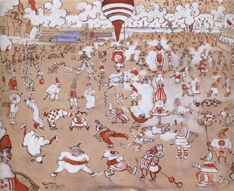 James Ensor White and Red Clowns Evolving oil painting image